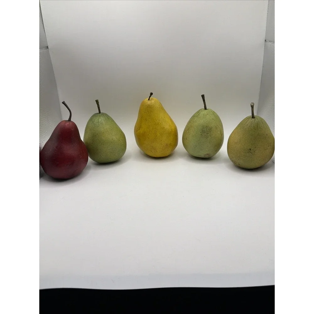 Set of 5 Artificial Pears Faux Fruit Decor Kitchen Bowl Filler Farmhouse